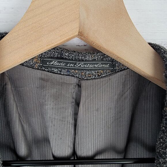 Ermenegildo Zegna Mens Size 44 L Blazer Switzerland Wool Windowpane Tweed VTG - Picture 8 of 16